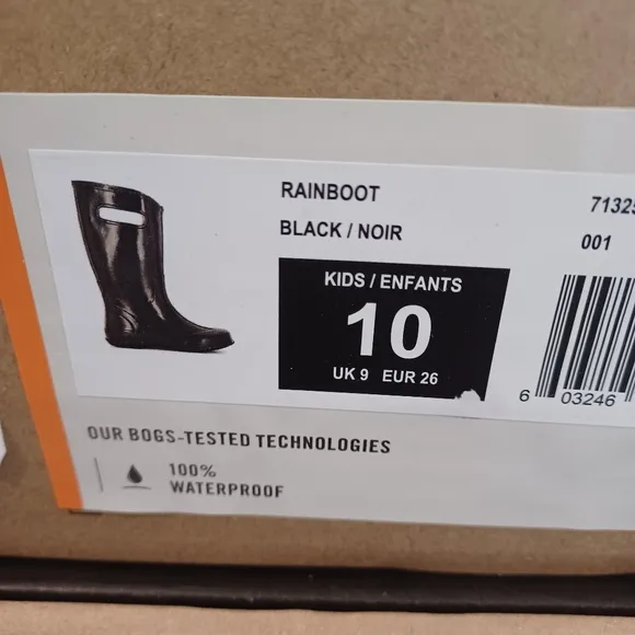 BOGS Black Waterproof Boots Kids Rainboot Shoes