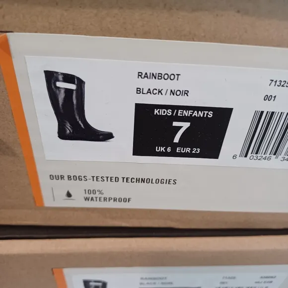 BOGS Black Waterproof Boots Kids Rainboot Shoes