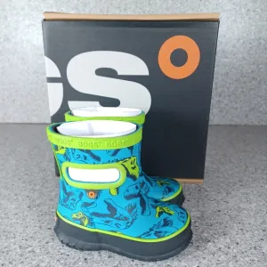 BOGS Rainboot Skipper Blue Green Dino Dinosaur Kids Waterproof Shoes