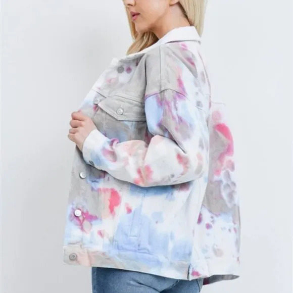 Boho Casual Tie Dye Denim JeanJacket