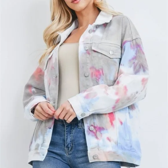 Boho Casual Tie Dye Denim JeanJacket
