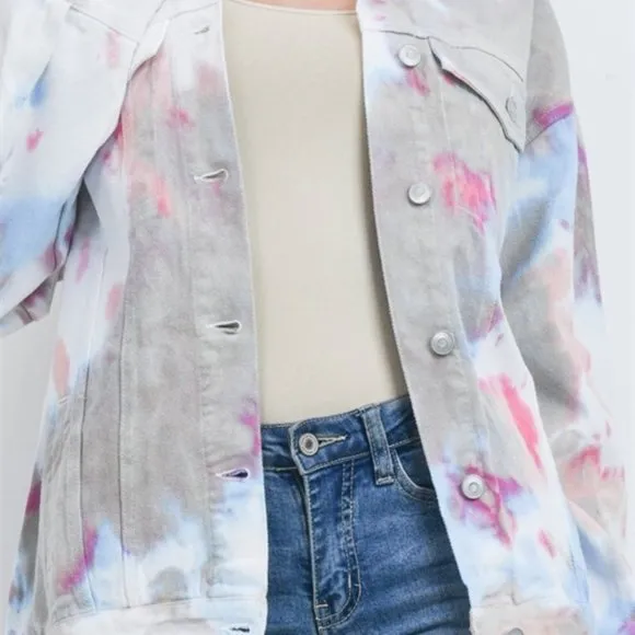 Boho Casual Tie Dye Denim JeanJacket