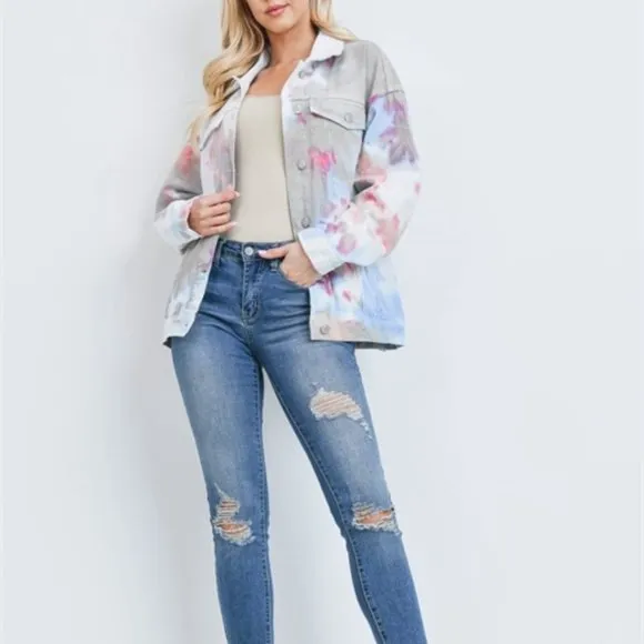 Boho Casual Tie Dye Denim JeanJacket