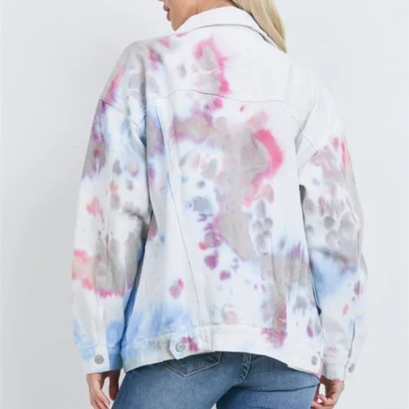 Boho Casual Tie Dye Denim JeanJacket