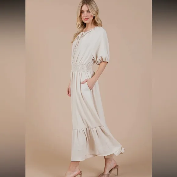 Boho Smocked Midi Dress