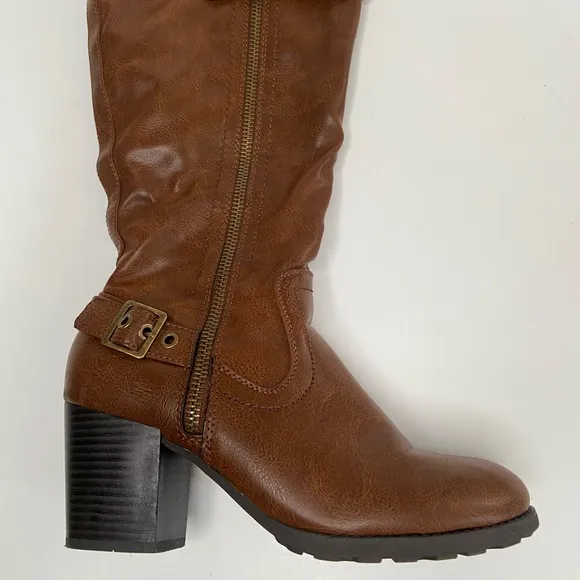 Boots Brown Knee High Womens White Mountain Dover Harness Cognac Size 10