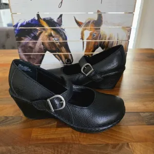 Born Black Leather Wedge Mary Jane Shoes Size Women's 7