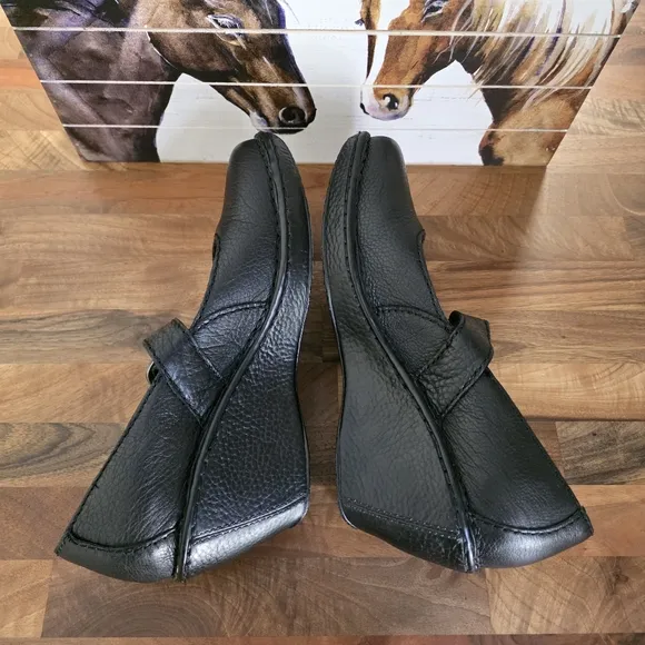 Born Black Leather Wedge Mary Jane Shoes Size Women's 7