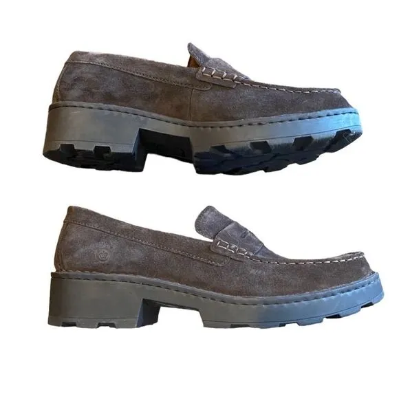 Born Carrera Suede Loafer Brown Platform 10M