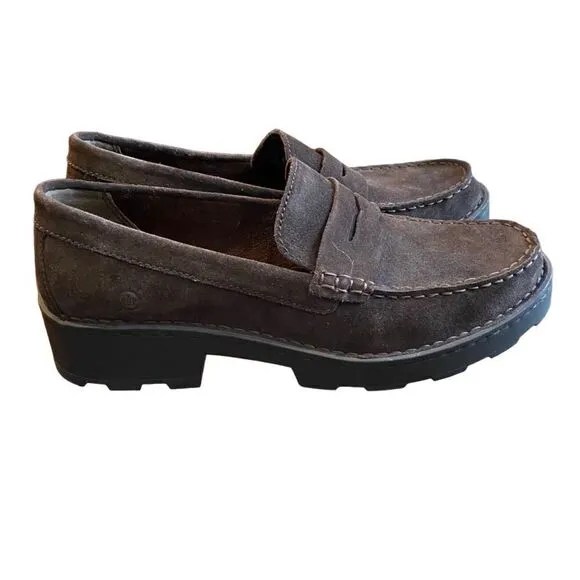 Born Carrera Suede Loafer Brown Platform 10M