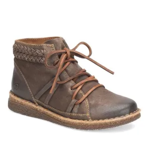 BORN | Temple II Leather Laced Ankle Boot in Distressed Gray | Sz 9