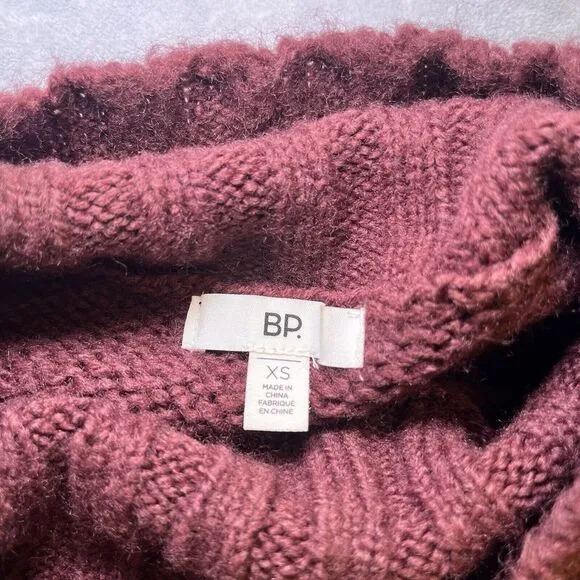 BP Nordstrom Lot 2 Womens Sweaters Long Sleeve Turtleneck X Small Cream Wine Red