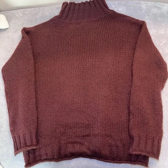 BP Nordstrom Lot 2 Womens Sweaters Long Sleeve Turtleneck X Small Cream Wine Red