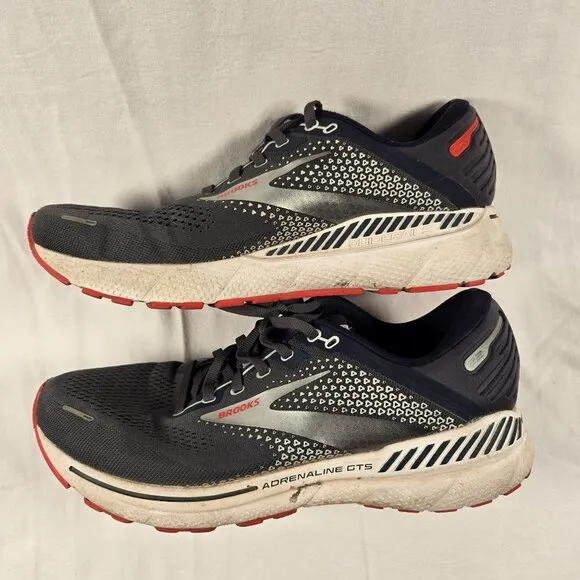 Brooks Adrenaline GTS 22 Mens 10W Supportive Running Athletic Shoes Gray/Red