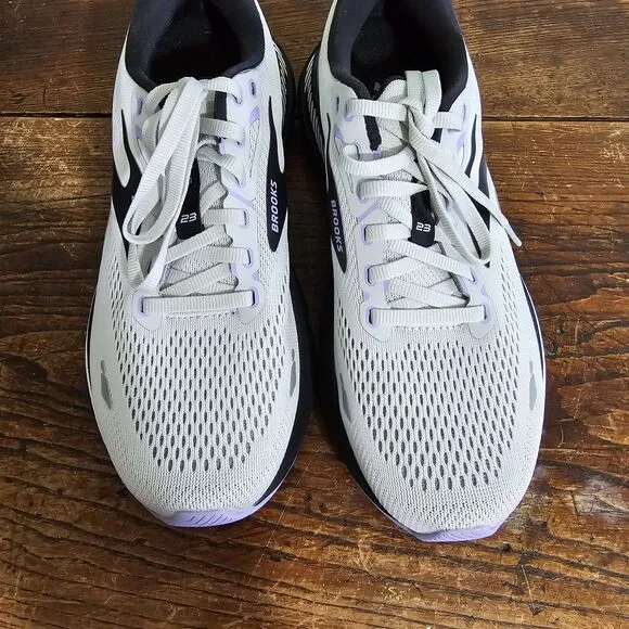 Brooks Adrenaline GTS 23 Gray Black Purple Womens Size 9.5 NARROW
