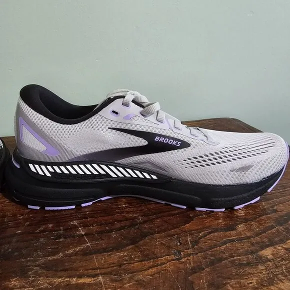 Brooks Adrenaline GTS 23 Gray Black Purple Womens Size 9.5 NARROW