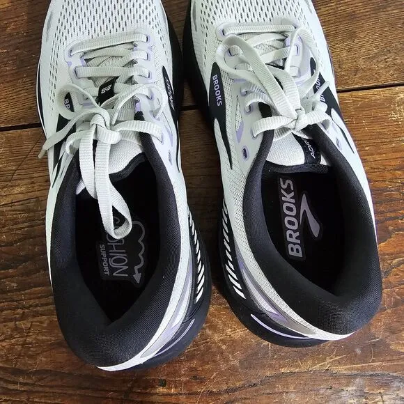 Brooks Adrenaline GTS 23 Gray Black Purple Womens Size 9.5 NARROW