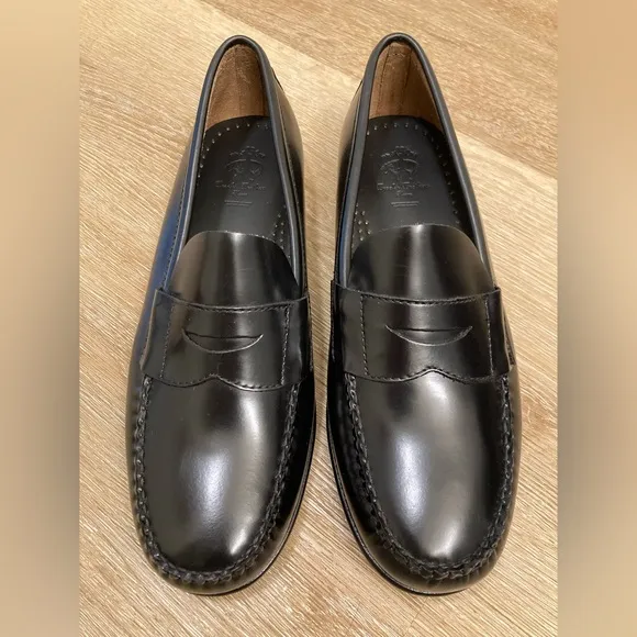 Brooks Brothers Black Leather Casual Penny Loafer Men Shoes Size 6New No Box