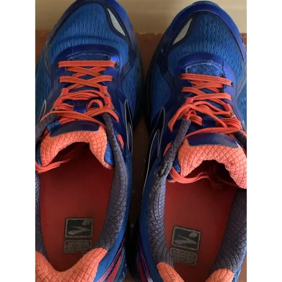 Brooks Ghost 8 Running Shoes Cushioning Athletic Blue Orange Mens Size 10
