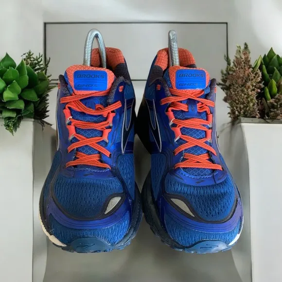 Brooks Ghost 8 Running Shoes Cushioning Athletic Blue Orange Mens Size 10