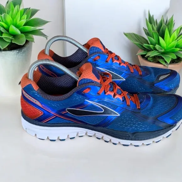 Brooks Ghost 8 Running Shoes Cushioning Athletic Blue Orange Mens Size 10