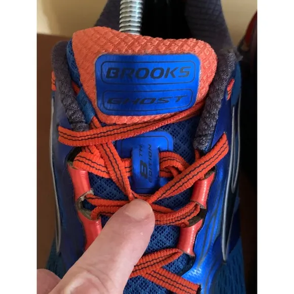 Brooks Ghost 8 Running Shoes Cushioning Athletic Blue Orange Mens Size 10