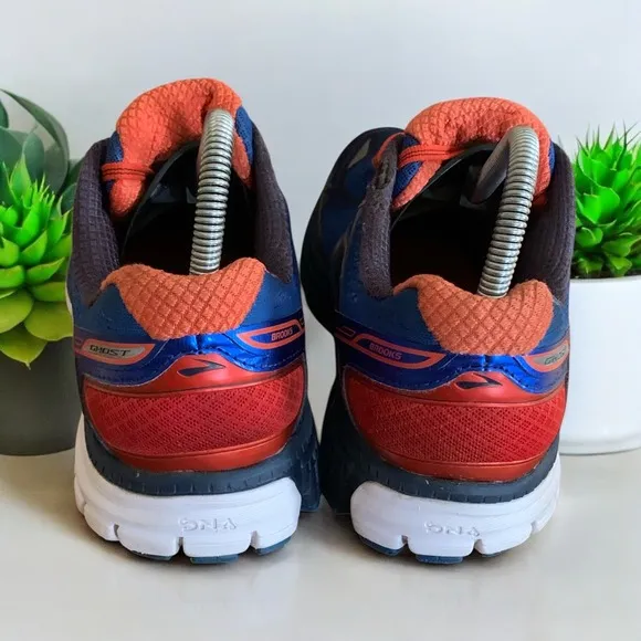 Brooks Ghost 8 Running Shoes Cushioning Athletic Blue Orange Mens Size 10