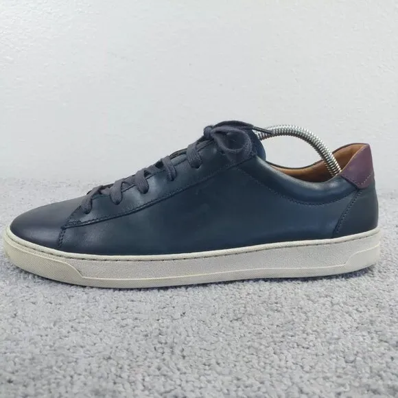 Bruno Magli Westy Mens 10 Shoes Blue Leather Sneakers Lace Up Casual Italy