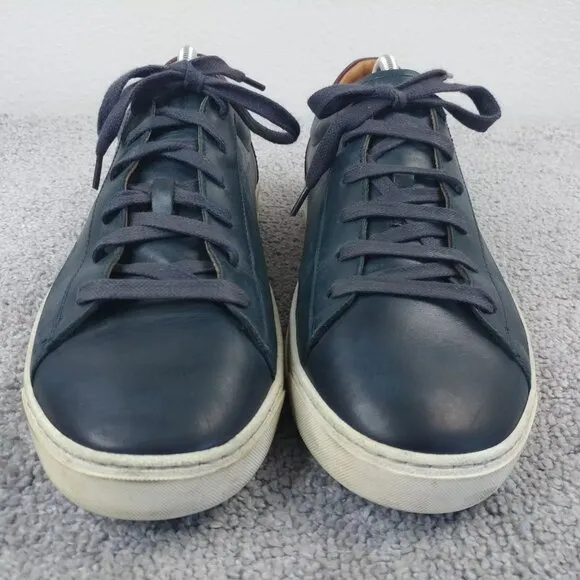 Bruno Magli Westy Mens 10 Shoes Blue Leather Sneakers Lace Up Casual Italy