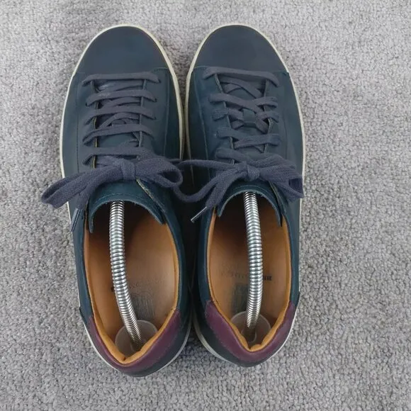 Bruno Magli Westy Mens 10 Shoes Blue Leather Sneakers Lace Up Casual Italy