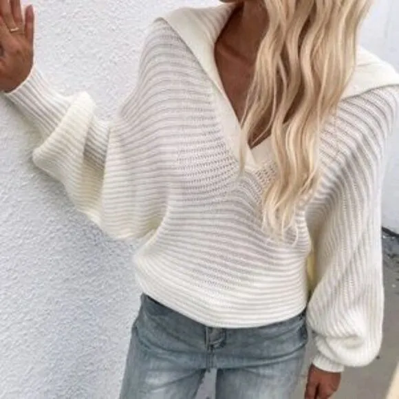 Burgundy V neck Collar Knit Sweater Top Minimalist y2k