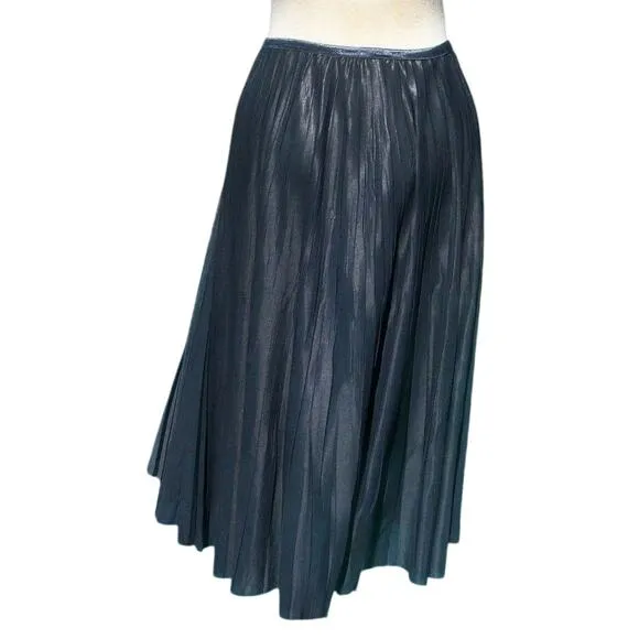 Cache Silver Gray Metallic Luxe Pleated Stretch Waist Soft Skirt NWT $178 New XL
