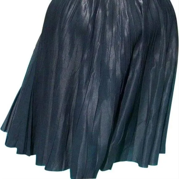 Cache Silver Gray Metallic Luxe Pleated Stretch Waist Soft Skirt NWT $178 New XL