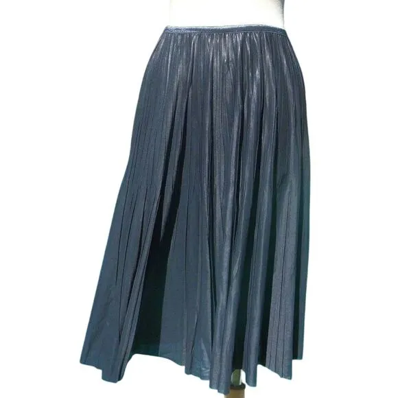 Cache Silver Gray Metallic Luxe Pleated Stretch Waist Soft Skirt NWT $178 New XL