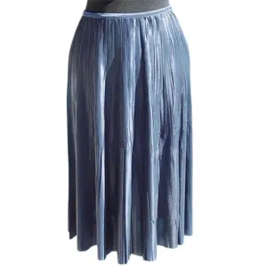 Cache Silver Gray Metallic Luxe Pleated Stretch Waist Soft Skirt NWT $178 New XL