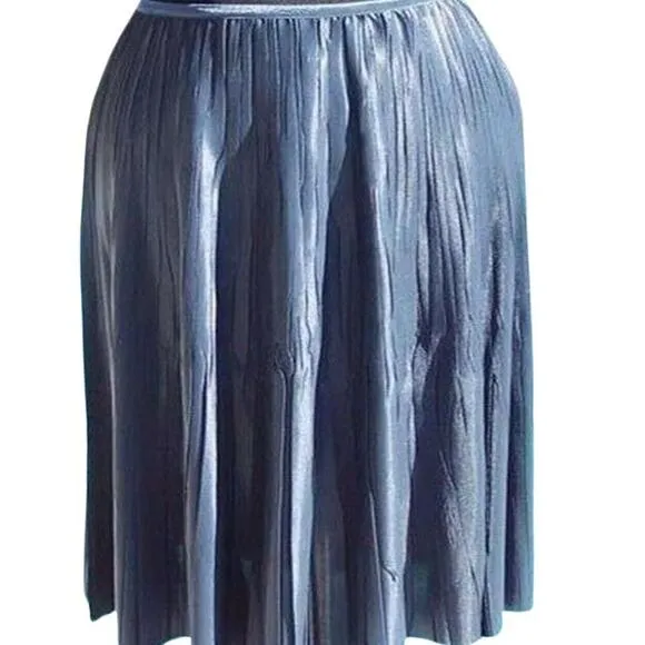 Cache Silver Gray Metallic Luxe Pleated Stretch Waist Soft Skirt NWT $178 New XL
