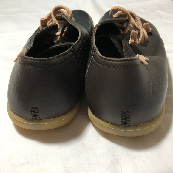 Camper womens 39 (us 8.5) peu brown leather casual slip on lace up shoes comfort
