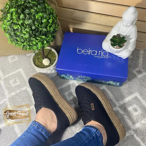 Casual Sneaker Espadrille Wedge Blk Tecido…