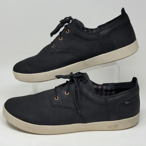 Chaco Men's Davis Lace Black Leather Casual Sneakers Shoes Size 14 US J106259