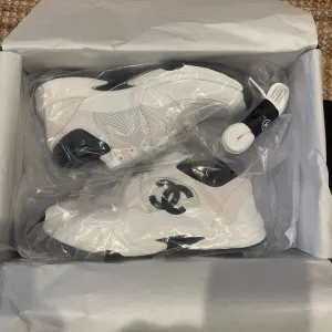 Chanel Logo White and Black Sneakers 1-1