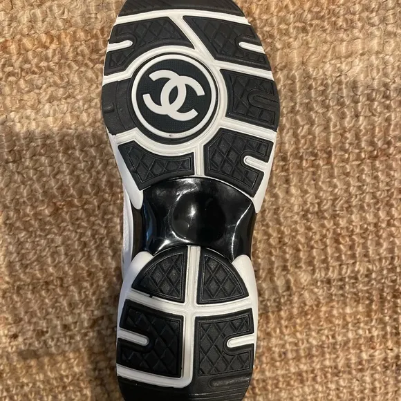 Chanel Logo White and Black Sneakers 1-1