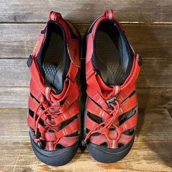 Childrens Big Kids Keen Newport H2 Waterproof Red Shoes Sandals Size 6 Y GUC‎