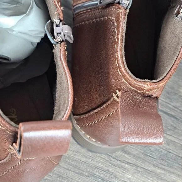 Clarks Aspra Walk Waterproof Leather Ankle Boots Women's Sz 8.5 W British Tan