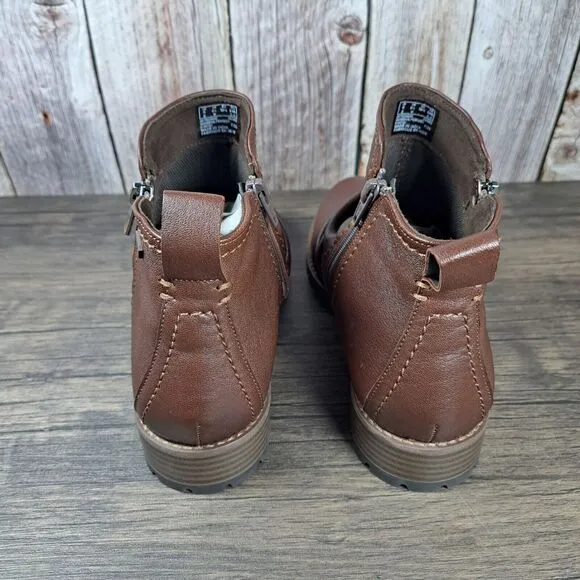 Clarks Aspra Walk Waterproof Leather Ankle Boots Women's Sz 8.5 W British Tan