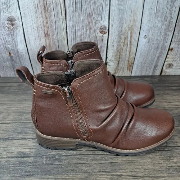 Clarks Aspra Walk Waterproof Leather Ankle Boots Women's Sz 8.5 W British Tan