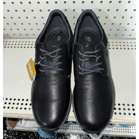 Clarks Motion Trek PT Mens Leather Casual Lace Up Sneakers Shoes Size 10.5 Black