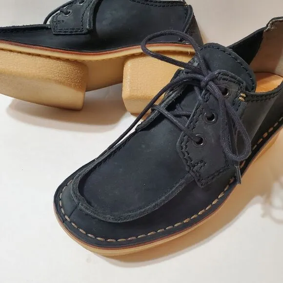 CLARKS ORIGINAL Veldta Auberon Black Nubuck Lace-up Shoes Size 7