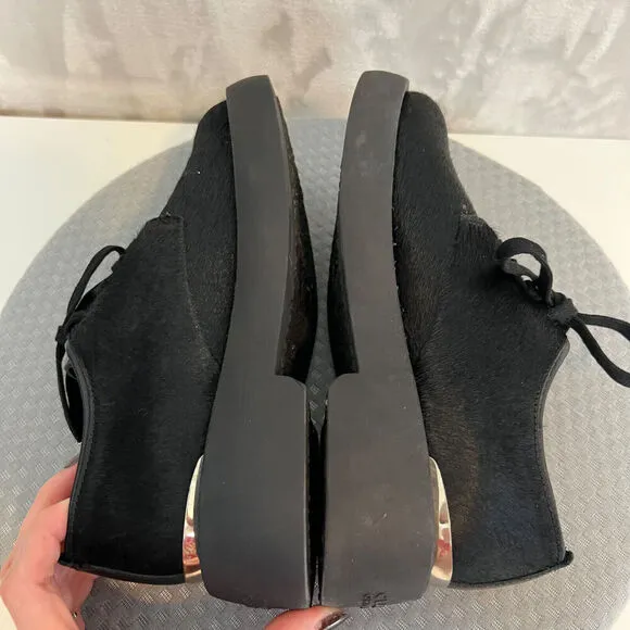 Clarks Originals Mileno London Derby Shoes Womens 7.5 Black Fur Chunky Heavy Y2K