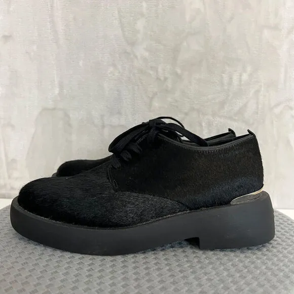 Clarks Originals Mileno London Derby Shoes Womens 7.5 Black Fur Chunky Heavy Y2K