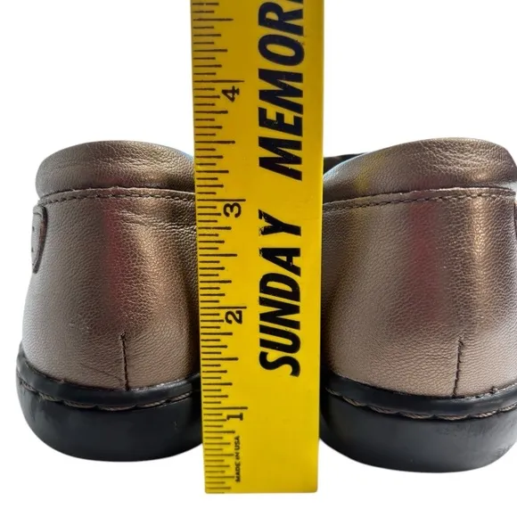 Clarks Womens Leather Ashland Spin Q Casual Shoes Size 7.5 Metallic Gold Brown